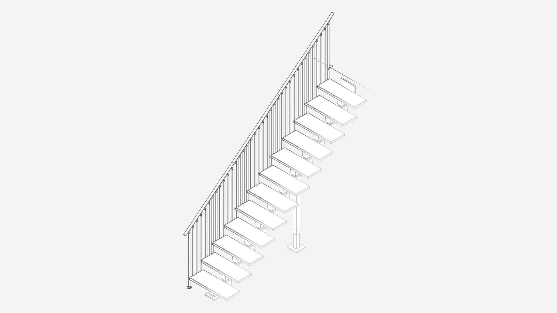 Stair banister DUBAI Classic 4 straight flight Anthracite, RAL 7016